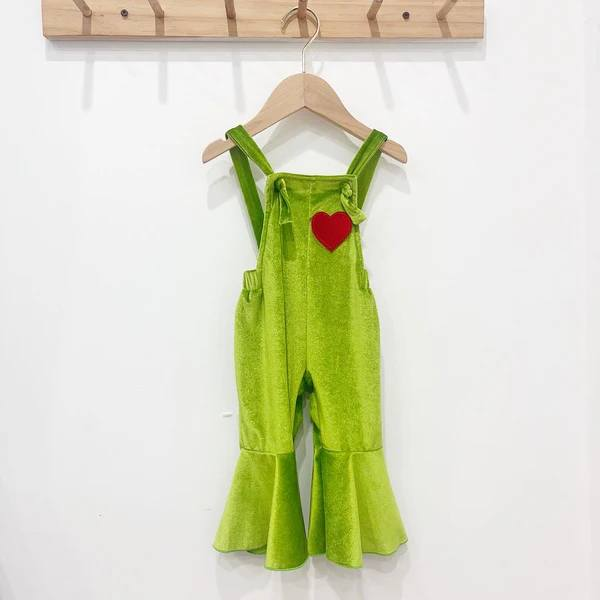 Baby Girls Christmas Green Heart Jumpsuits Preorder