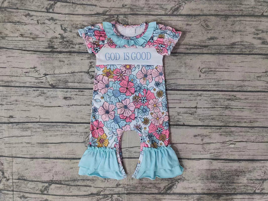 Baby Infant Toddler Girls God Is Good Flowers Rompers