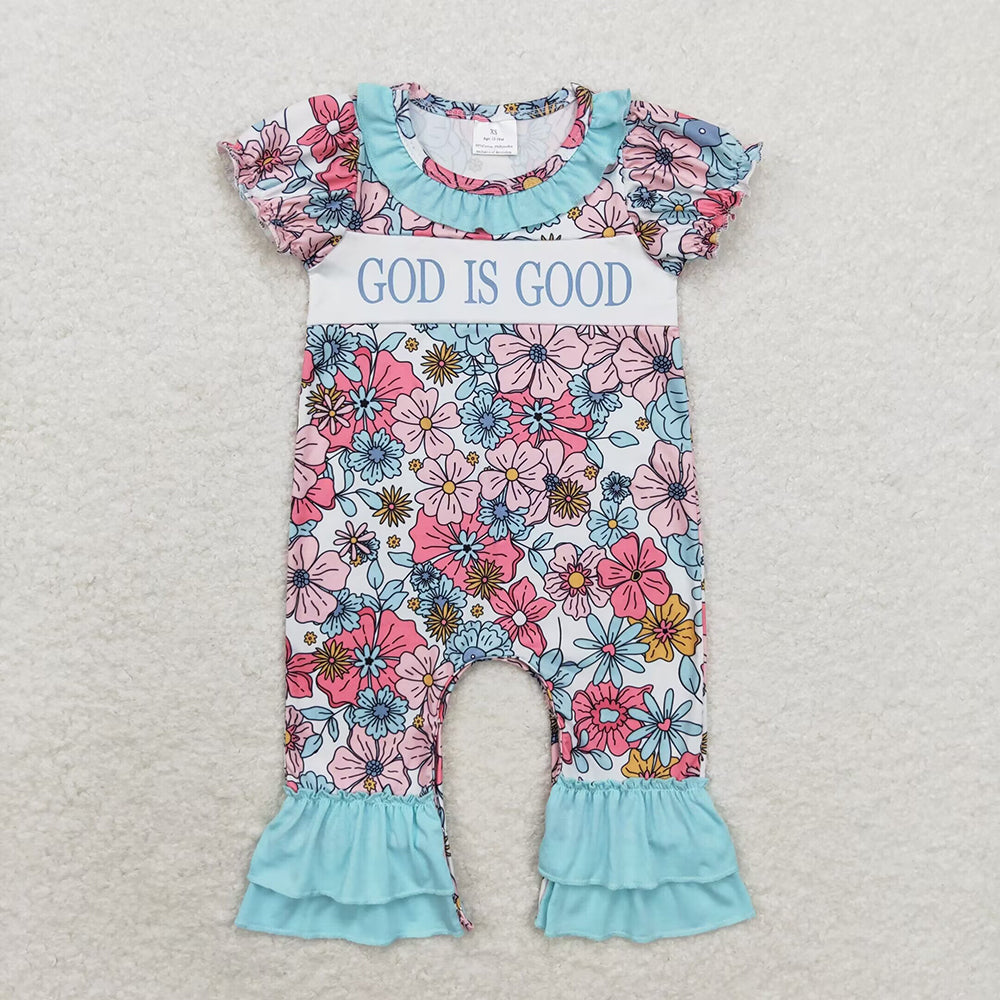 Baby Infant Toddler Girls God Is Good Flowers Rompers