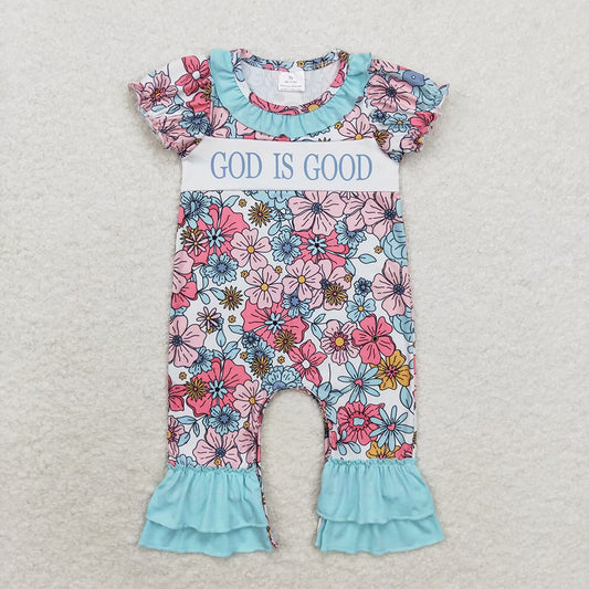 Baby Infant Toddler Girls God Is Good Flowers Rompers