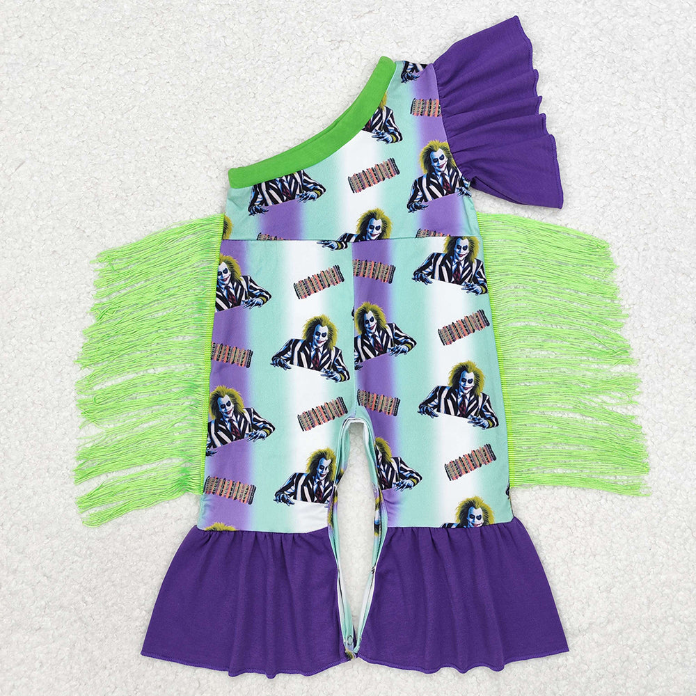 Baby Infant Girls Halloween Tassels One Shoulder Rompers