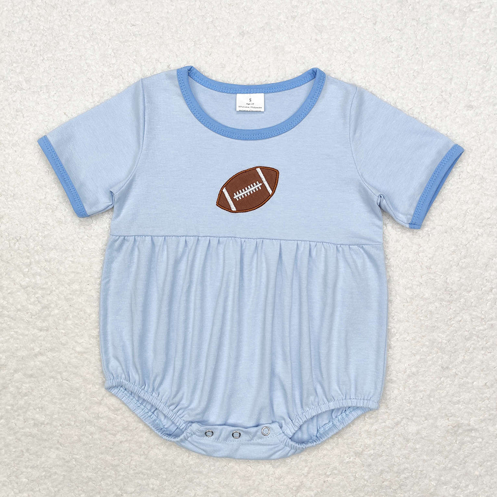 Baby Infant Girls Boys Sibling Football Short Sleeve Rompers