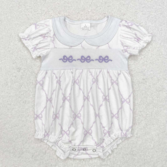 USA Shop Baby Infant Girls Bows Purple Short Sleeve Rompers