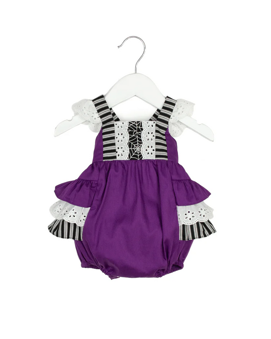 Baby Infant Girls Purple Halloween Ruffle Rompers preorder