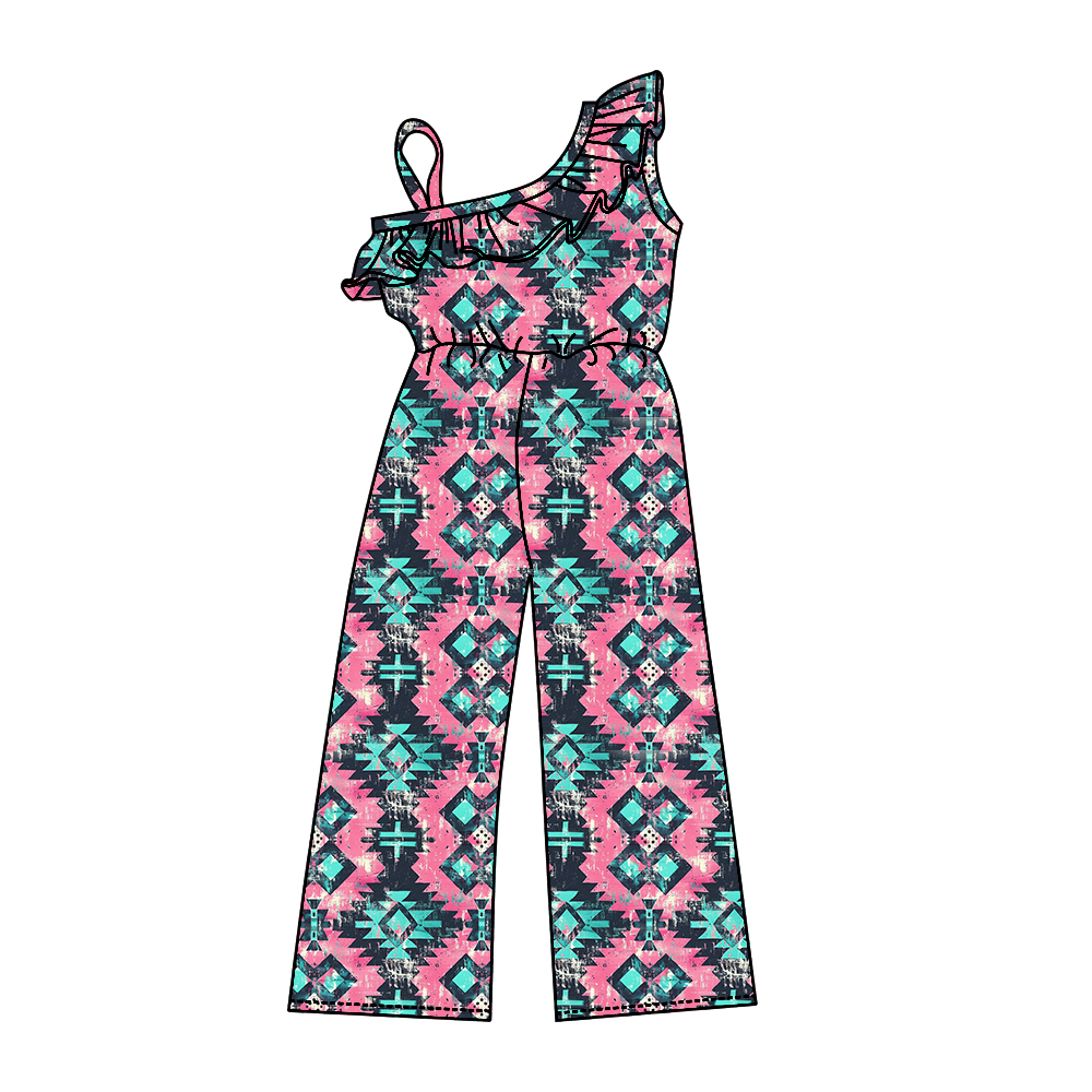 Baby Girls Western Pink Turquoise Straps Jumpsuits Preorder