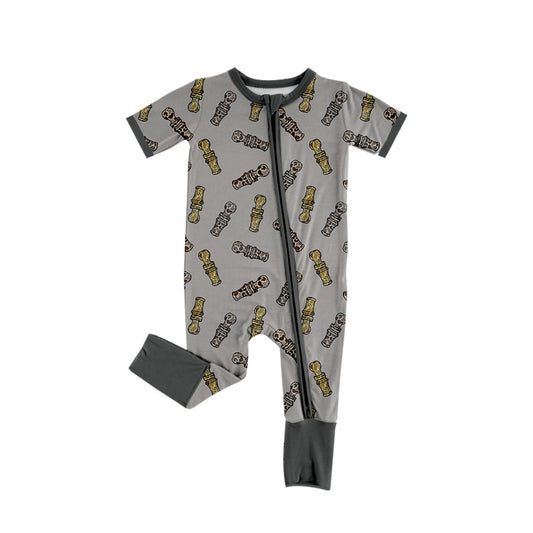 Baby Infant Boys Grey Duck Call Long Sleeve Rompers preorder