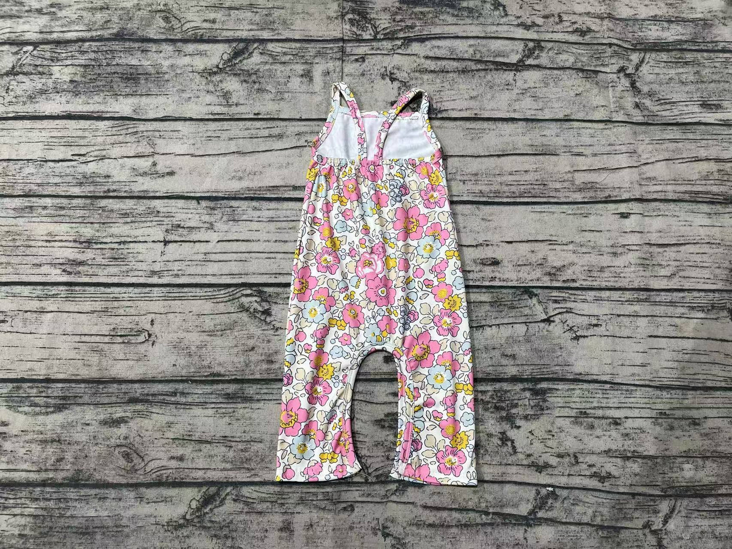 Baby Girls Pink Flowers Straps Jumpsuits