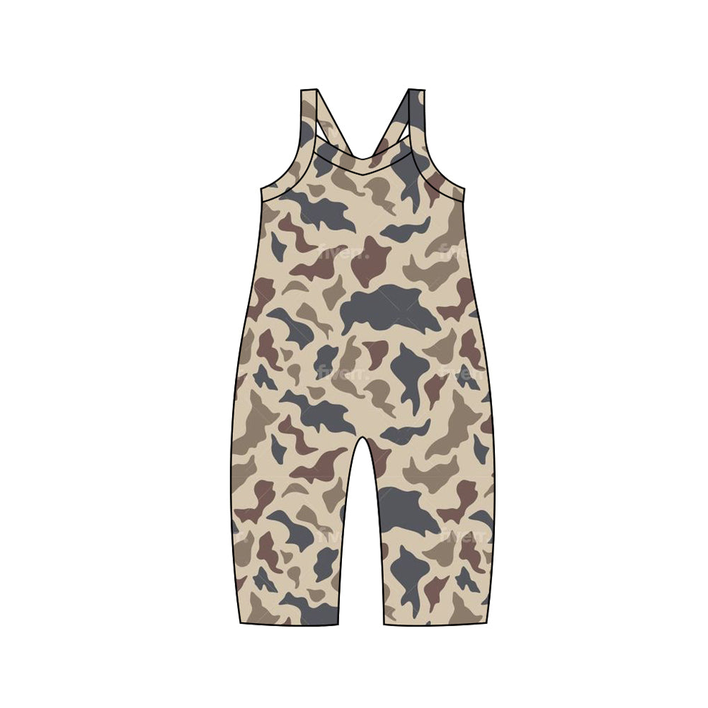 Baby Girls Light Khaki Camo Straps Jumpsuits Preorder