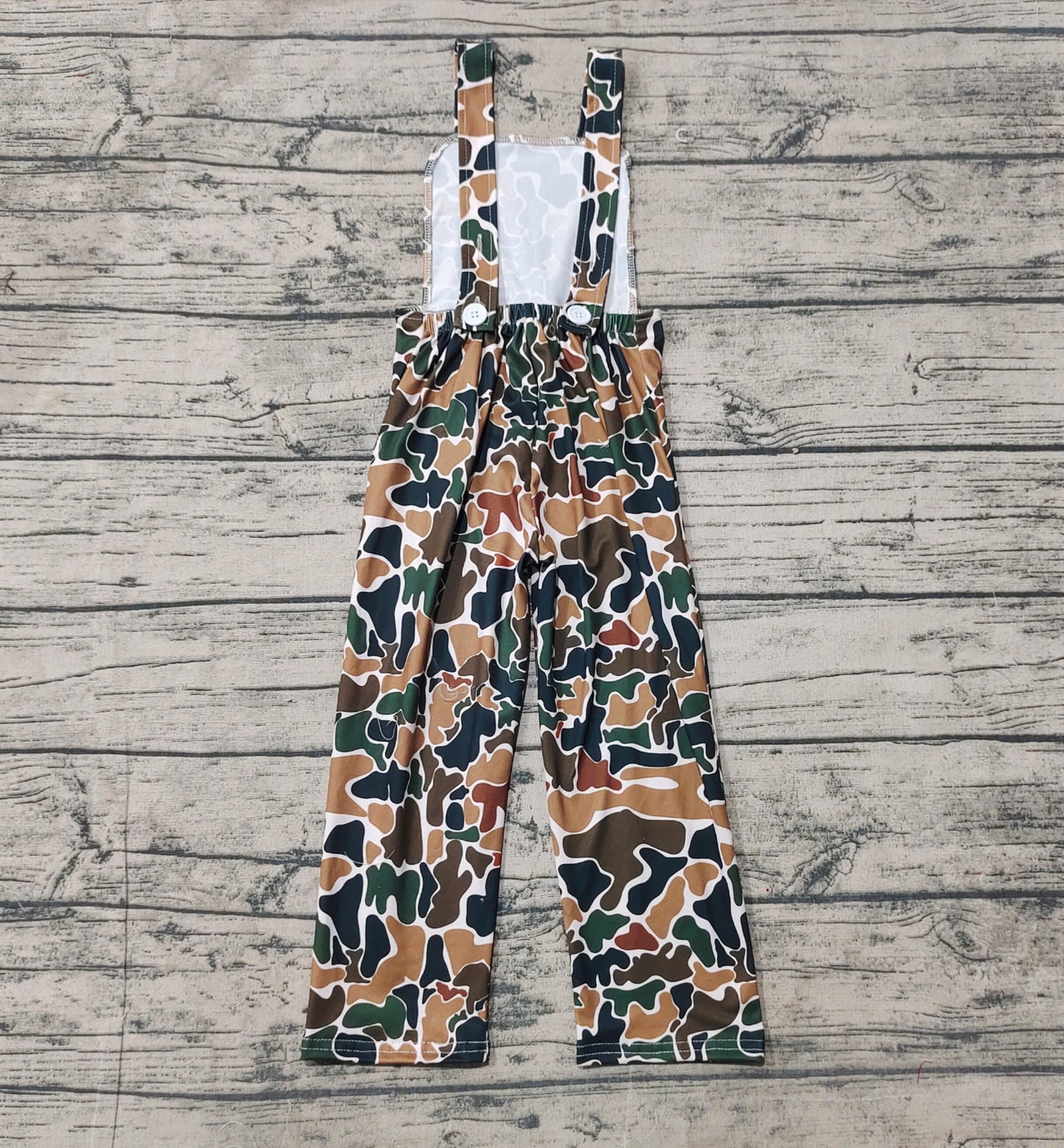 Baby Boys Dark Brown Camo Straps Jumpsuits