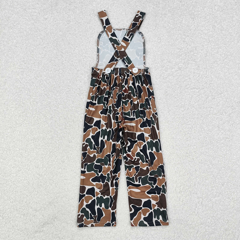 Baby Boys Dark Brown Camo Straps Jumpsuits