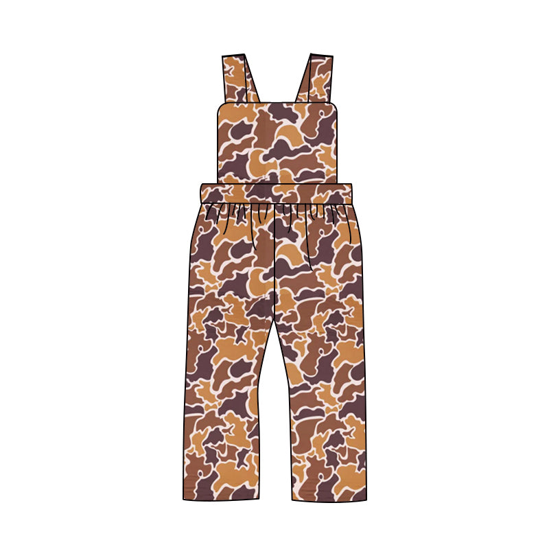 Baby Boys Bright Brown Camo Straps Jumpsuits Preorder