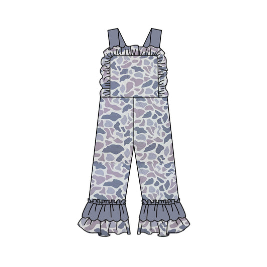 Baby Girls Grey Light Camo Straps Jumpsuits Preorder