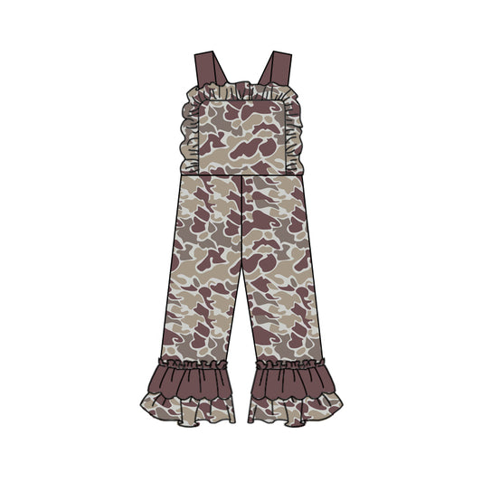 Baby Girls Dark Grey Camo Straps Jumpsuits Preorder