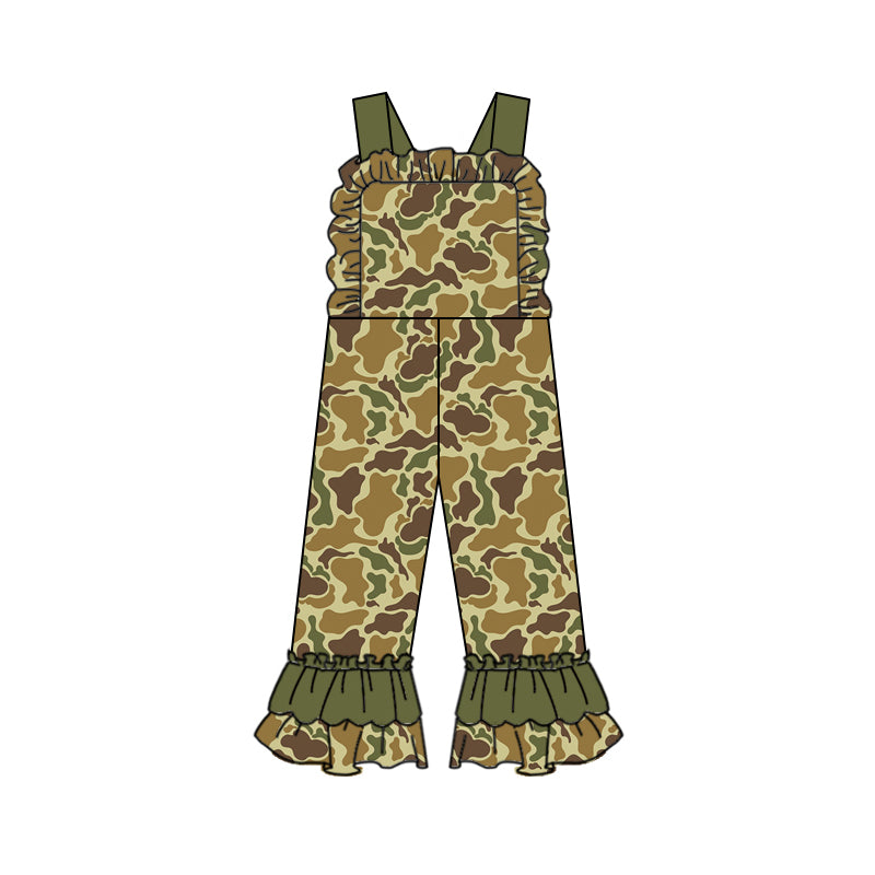 Baby Girls Green Dark Camo Straps Jumpsuits Preorder