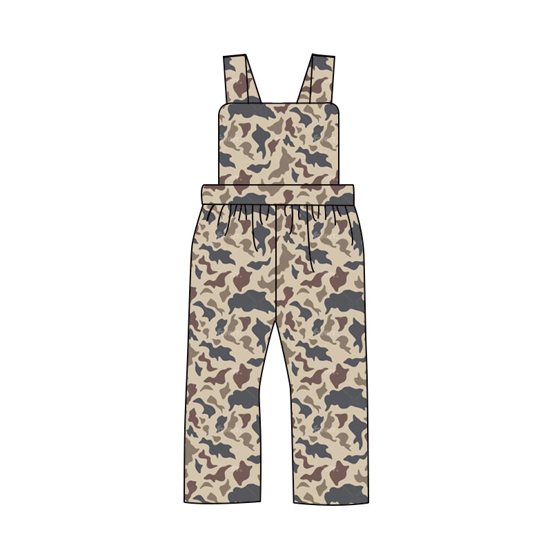 Baby Boys Grey Khaki Camo Straps Jumpsuits Preorder