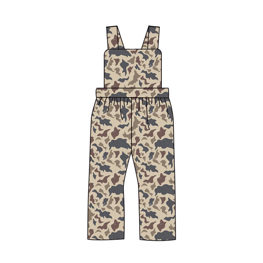 Baby Boys Grey Khaki Camo Straps Jumpsuits Preorder