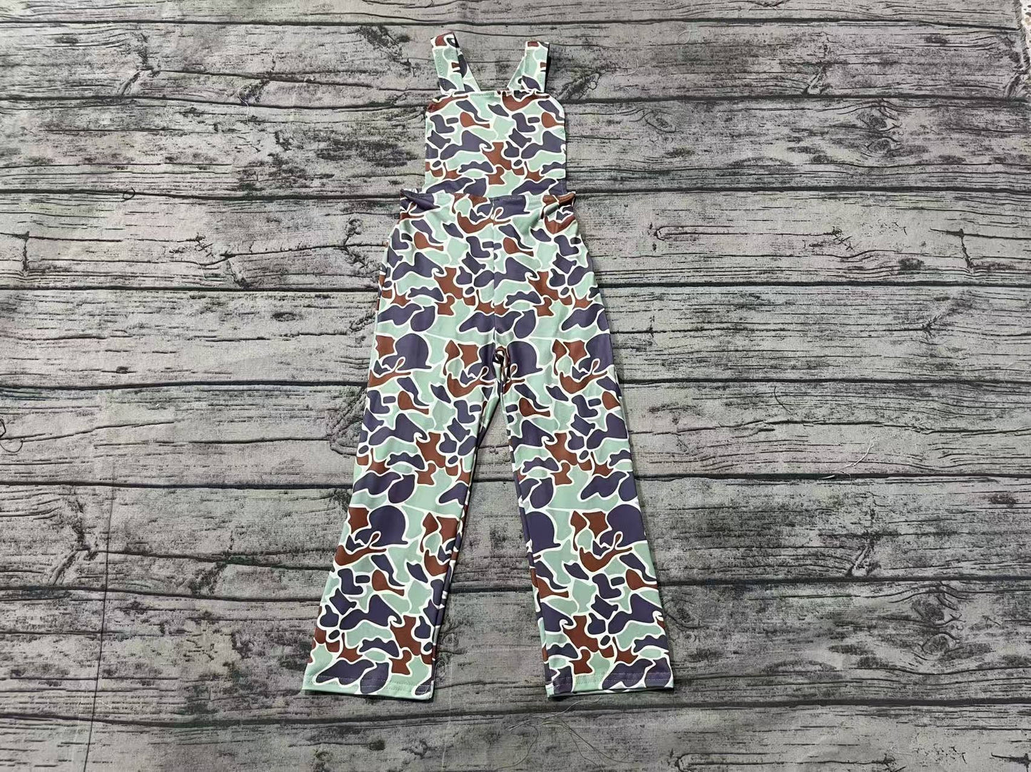 Baby Boys Green Camo Straps Jumpsuits