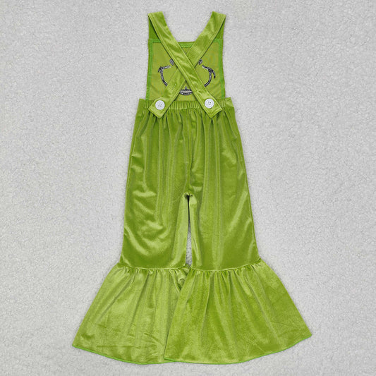 Baby Girls Christmas Green Frog Velvet Jumpsuits