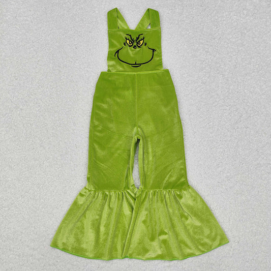 Baby Girls Christmas Green Frog Velvet Jumpsuits