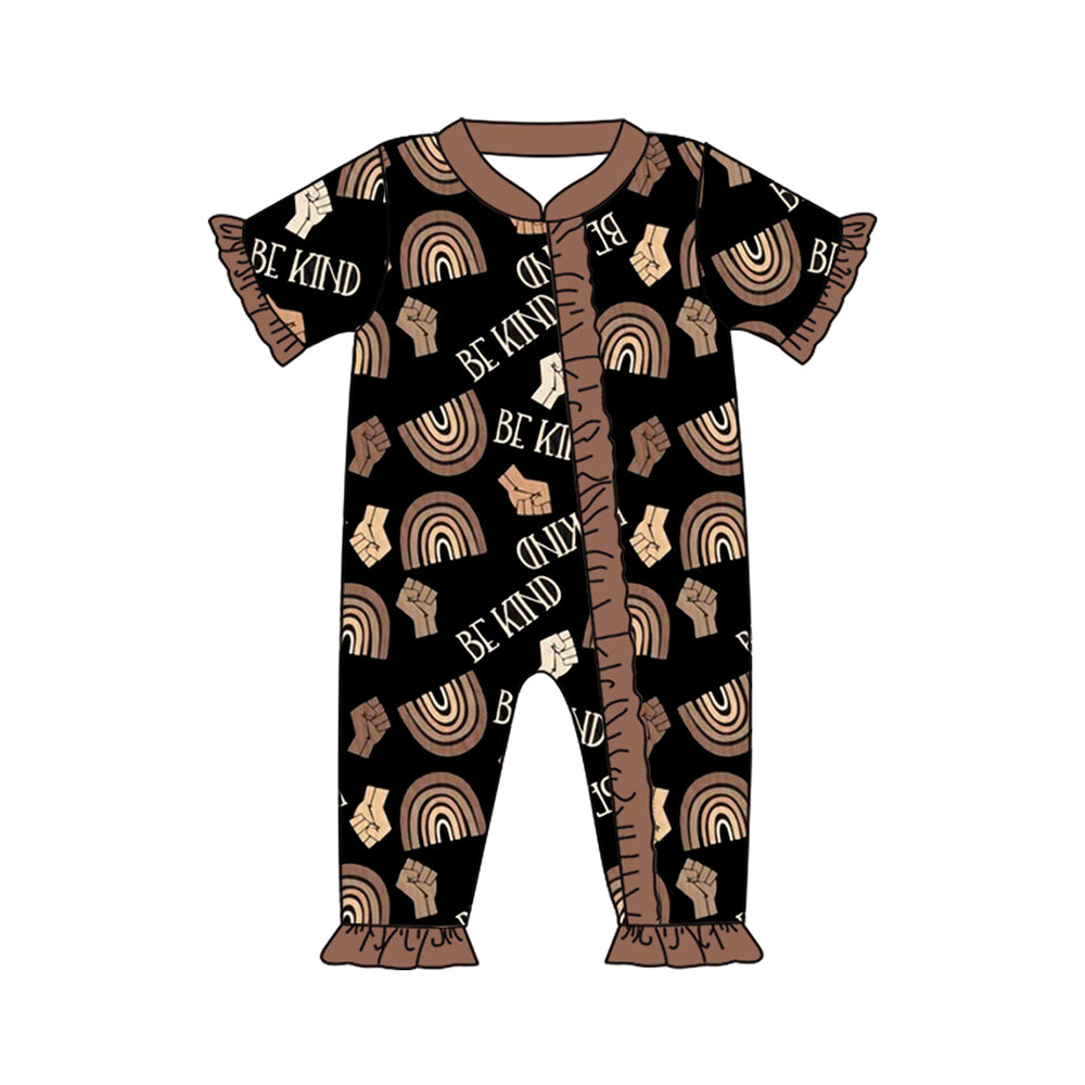 Baby Infant Girls Be Kind Rainbow Black History Zip Rompers preorder