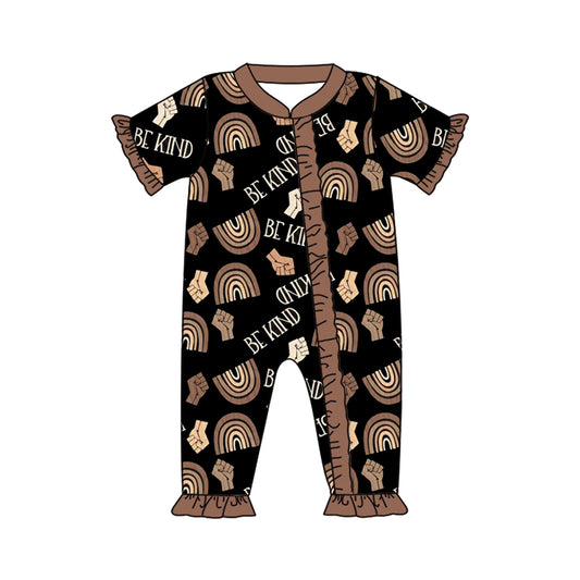 Baby Infant Girls Be Kind Rainbow Black History Zip Rompers preorder