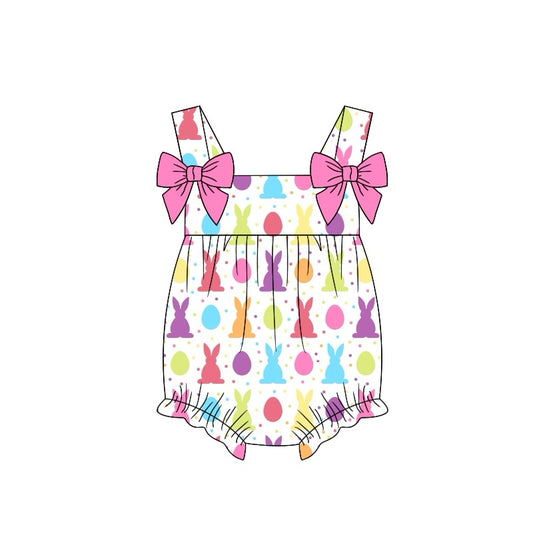 Baby Infant Girls Easter Colorful Rabbits Straps Rompers preorder