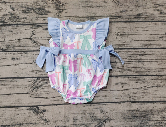 Baby Infant Girls Colorful Bows Spring Rompers