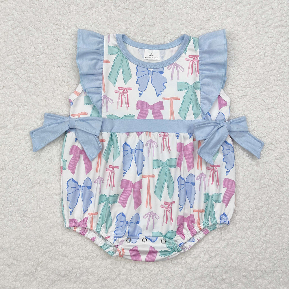 Baby Infant Girls Colorful Bows Spring Rompers