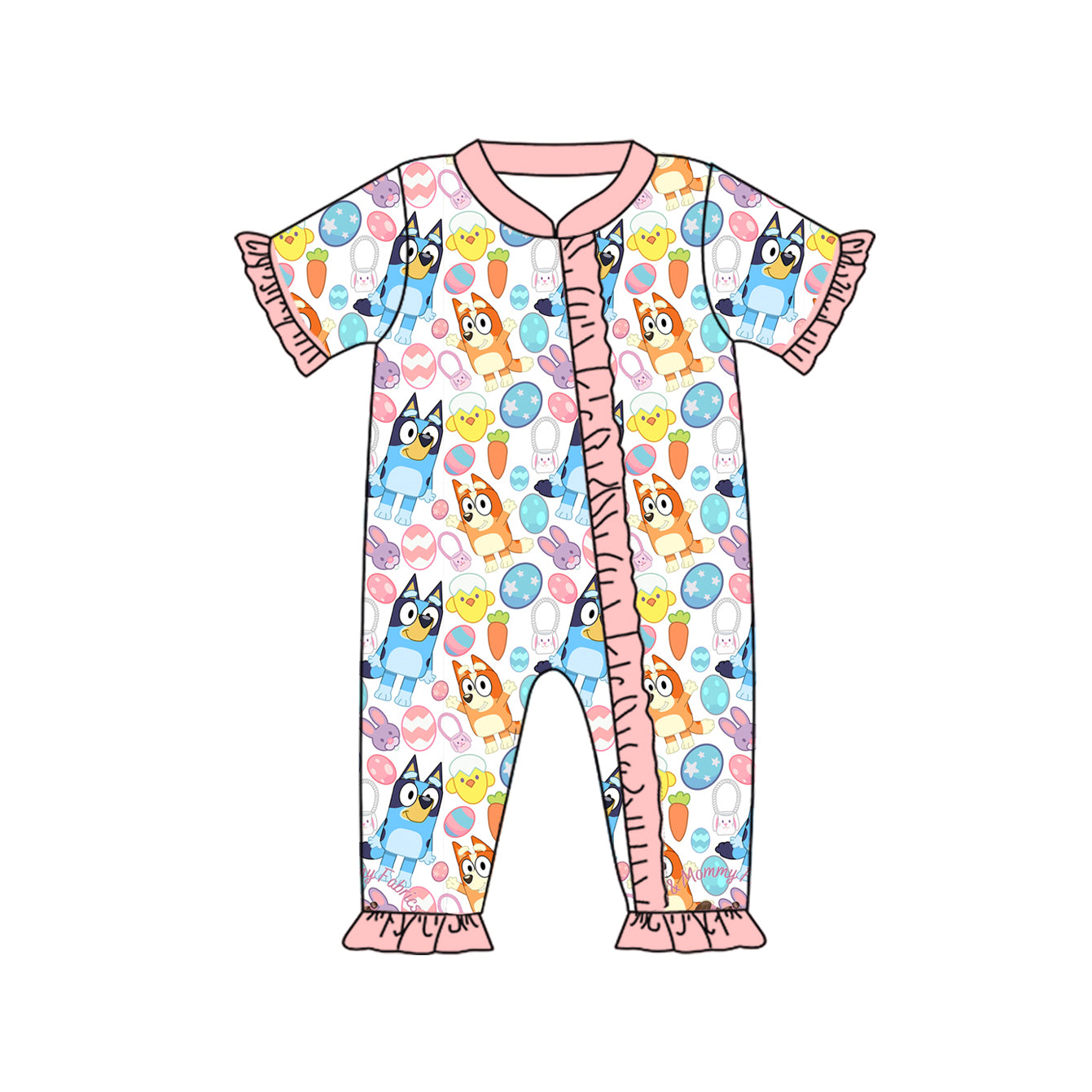 Baby Infant Girls Easter Dogs Eggs Zip Rompers preorder