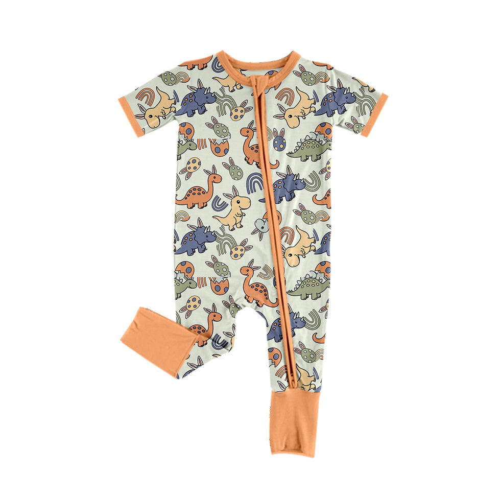 Baby Infant Boys Easter Dinosaurs Eggs Zip Rompers preorder