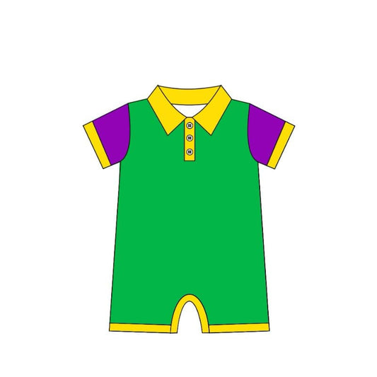 Baby Infant Boys Green Mardi Gras Short Sleeve Rompers preorder