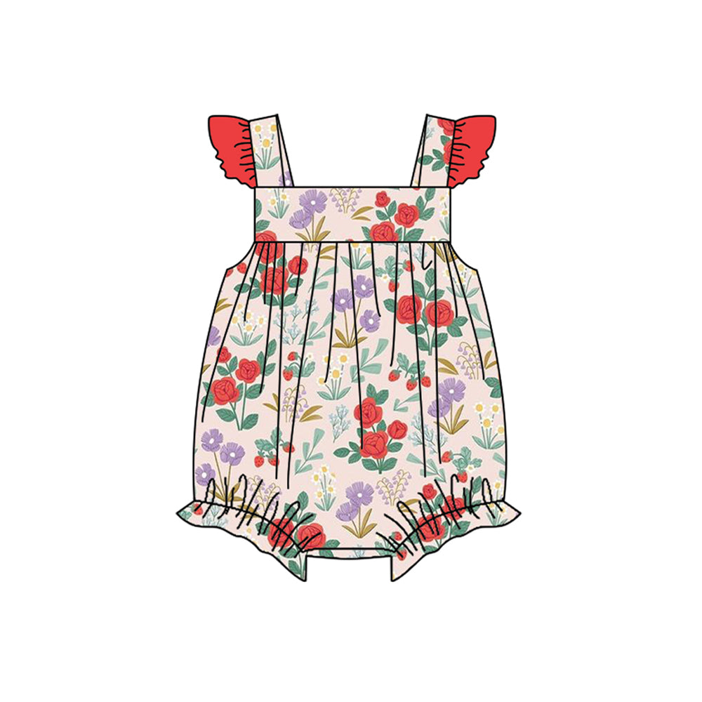 Baby Infant Girls Pink Flowers Summer Rompers preorder