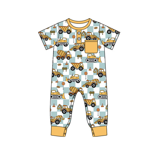 Baby Infant Boys Constructions Pocket Short Sleeve Rompers preorder