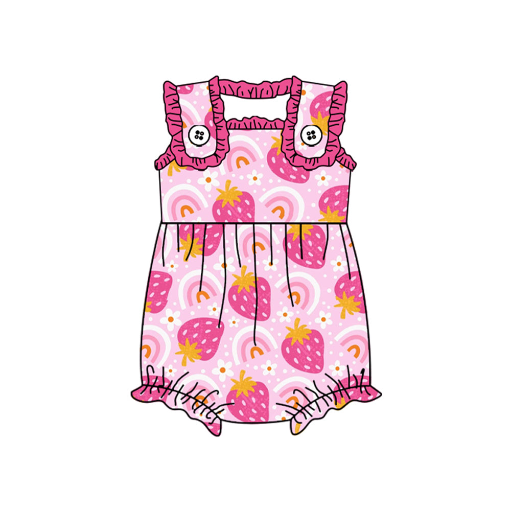 Baby Infant Girls Rainbow Strawberry Pink Rompers preorder