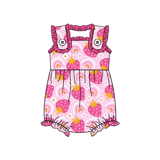 Baby Infant Girls Rainbow Strawberry Pink Rompers preorder