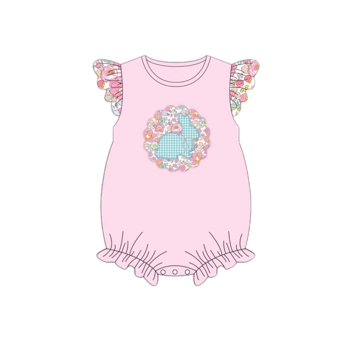 Baby Infant Girls Easter Bunny Pink Floral Rompers preorder