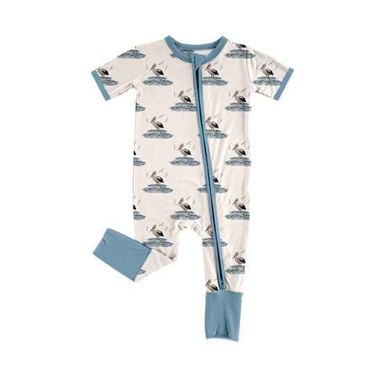 Baby Infant Boys Cormorant Short Sleeve Zip Rompers preorder