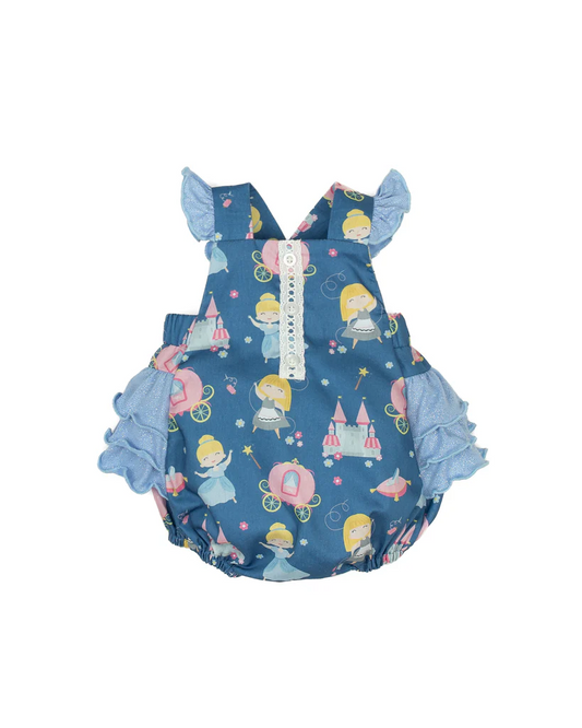 Baby Infant Girls Blue Princess Flutter Sleeve Rompers preorder