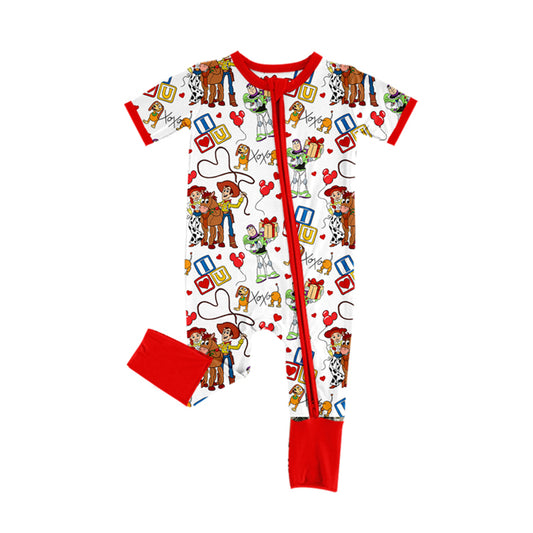 Baby Infant Boys Valentines Toy Dog Zip Rompers preorder