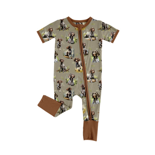 Baby Infant Boys Dog Hunting Zip Rompers preorder