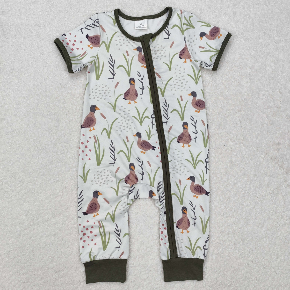 Sibling Baby Girls Short Sleeves Ducks Top Pant Hunting Pajamas Set Zip Rompers