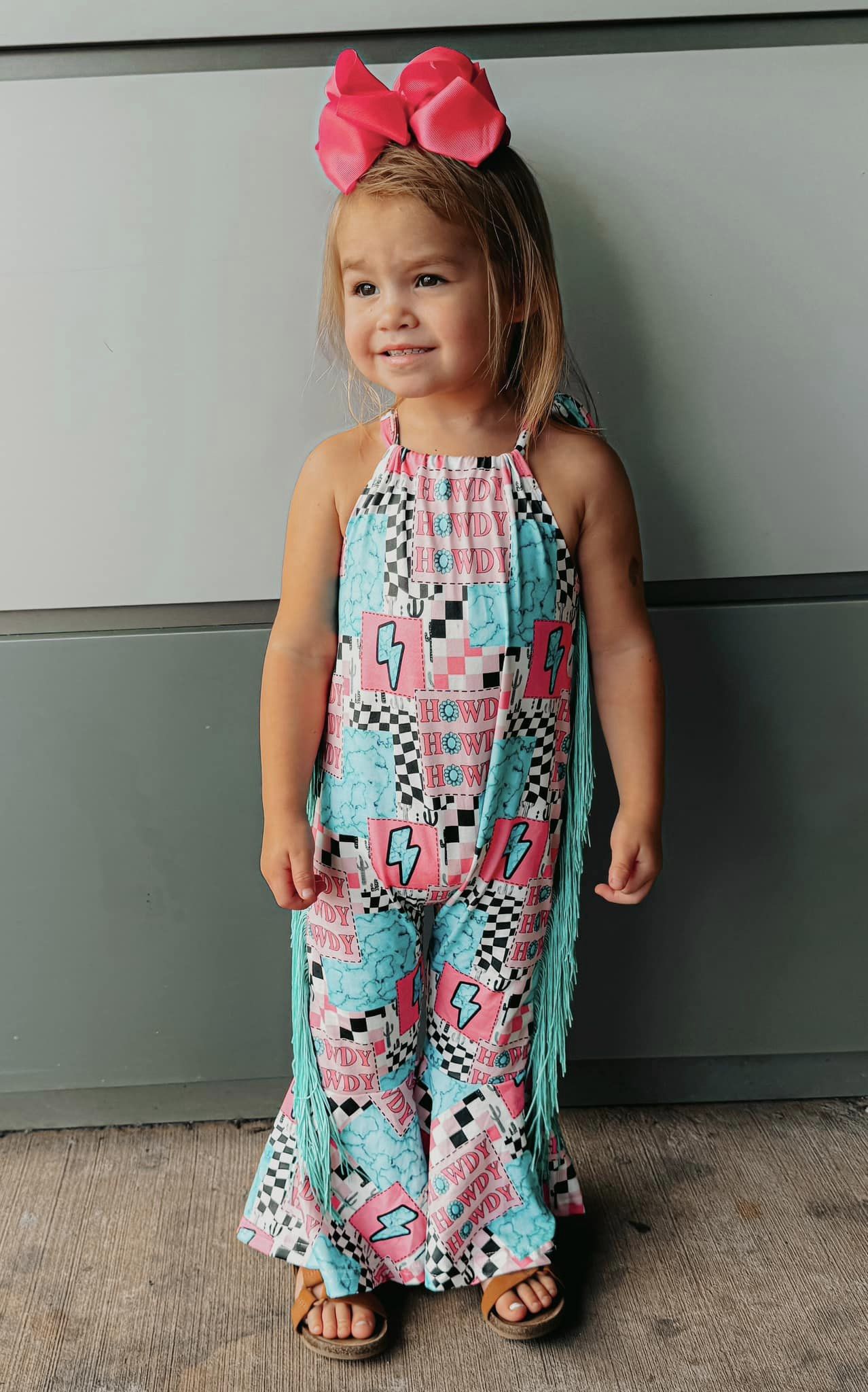 Baby Infant Girls Howdy Halter Fringe Rompers preorder