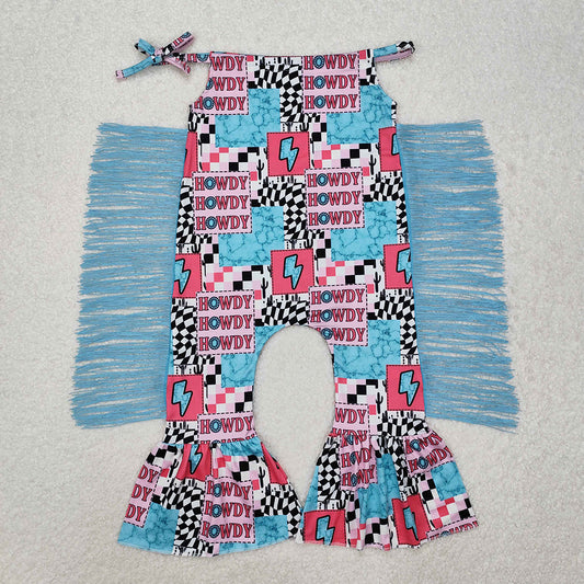 Baby Infant Girls Howdy Halter Fringe Jumpsuits