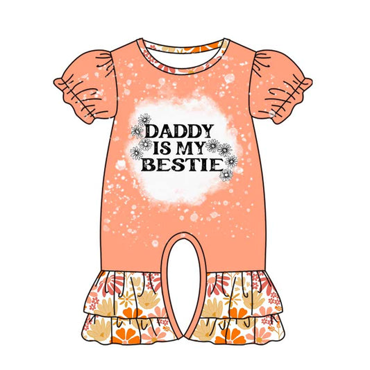 Baby Infant Girls Daddy Is My Bestie Ruffle Flowers Rompers preorder