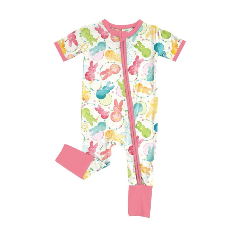 Baby Infant Girls Easter Bunny Zip Rompers preorder