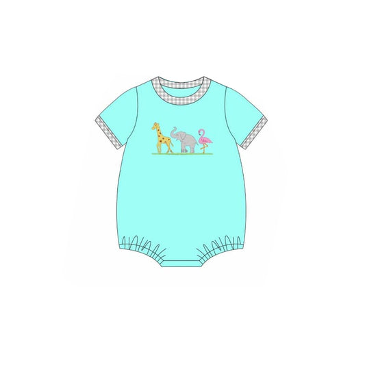 Baby Infant Boys Giraffe Elephant Flamingo Short Sleeve Rompers preorder