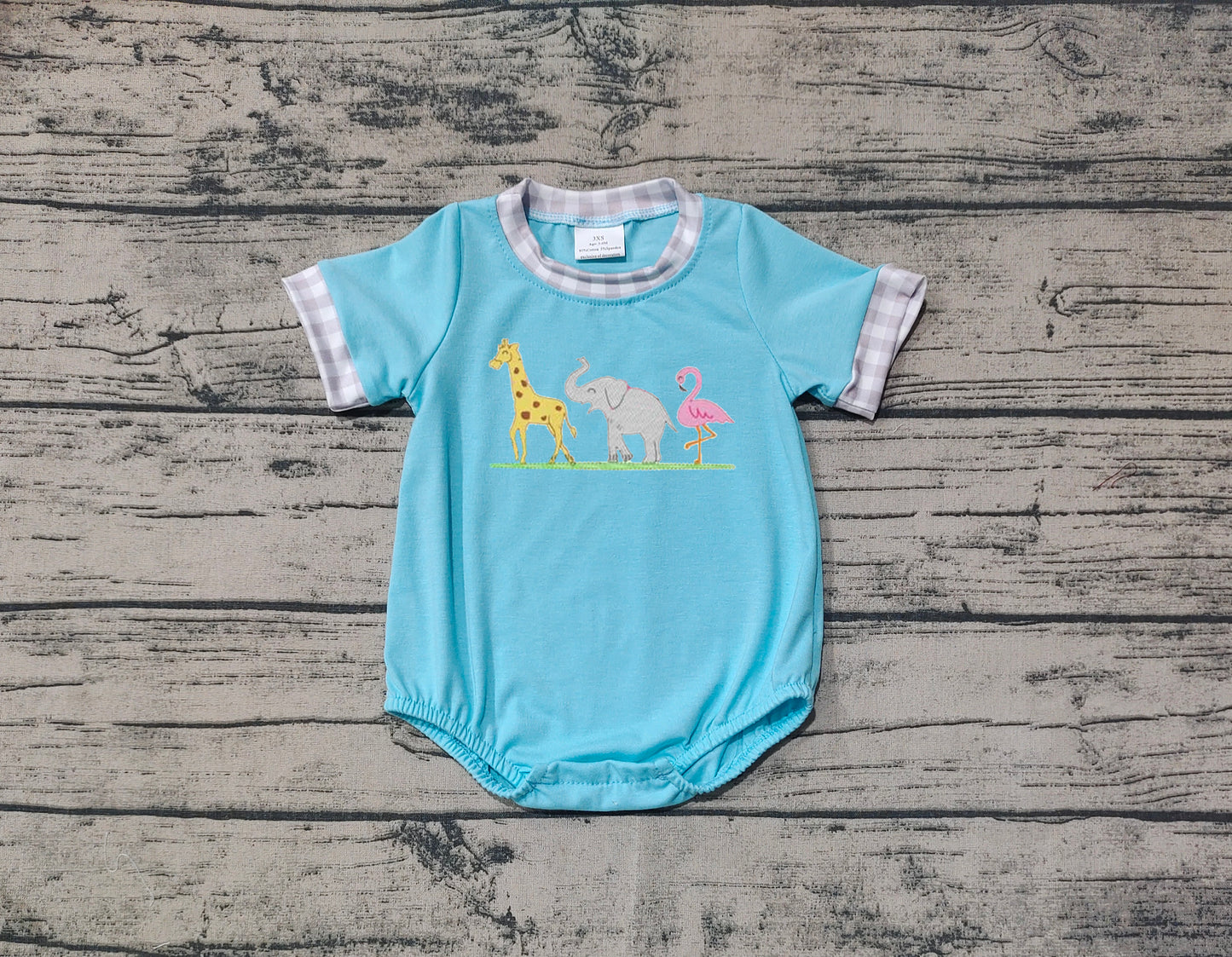 Baby Infant Boys Giraffe Elephant Flamingo Short Sleeve Rompers preorder