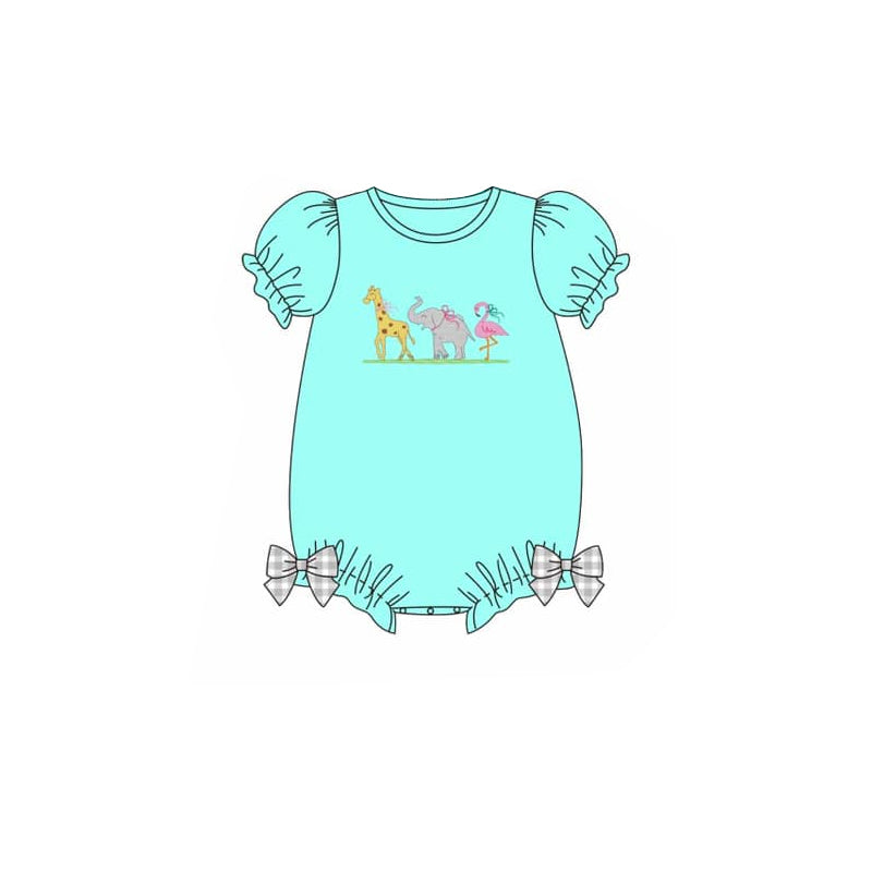 Baby Infant Girls Giraffe Elephant Flamingo Short Sleeve Rompers preorder