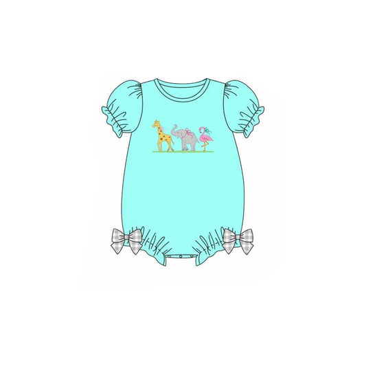 Baby Infant Girls Giraffe Elephant Flamingo Short Sleeve Rompers preorder