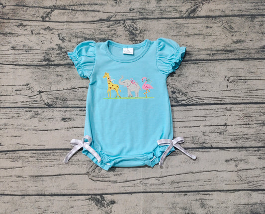 Baby Infant Girls Giraffe Elephant Flamingo Short Sleeve Rompers preorder